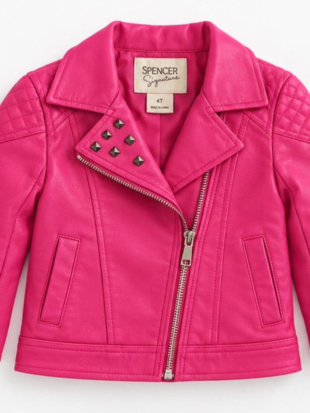 Pink Faux Leather Biker Jacket for Girls great for Fall